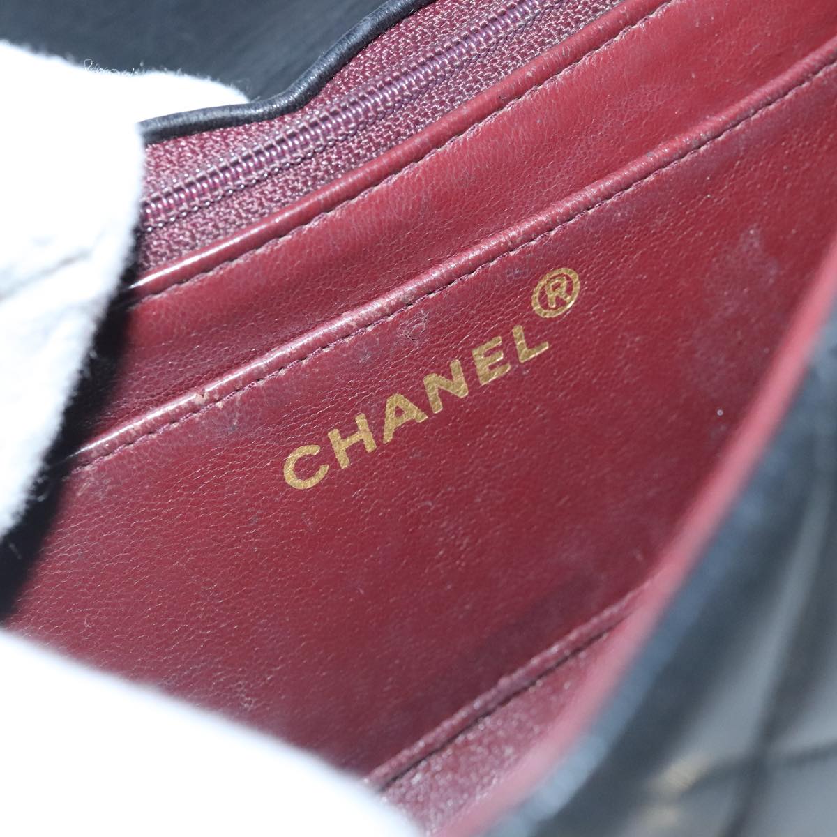 CHANEL Diana 22 Chain Shoulder Bag Lamb Skin Black Gold CC PP035