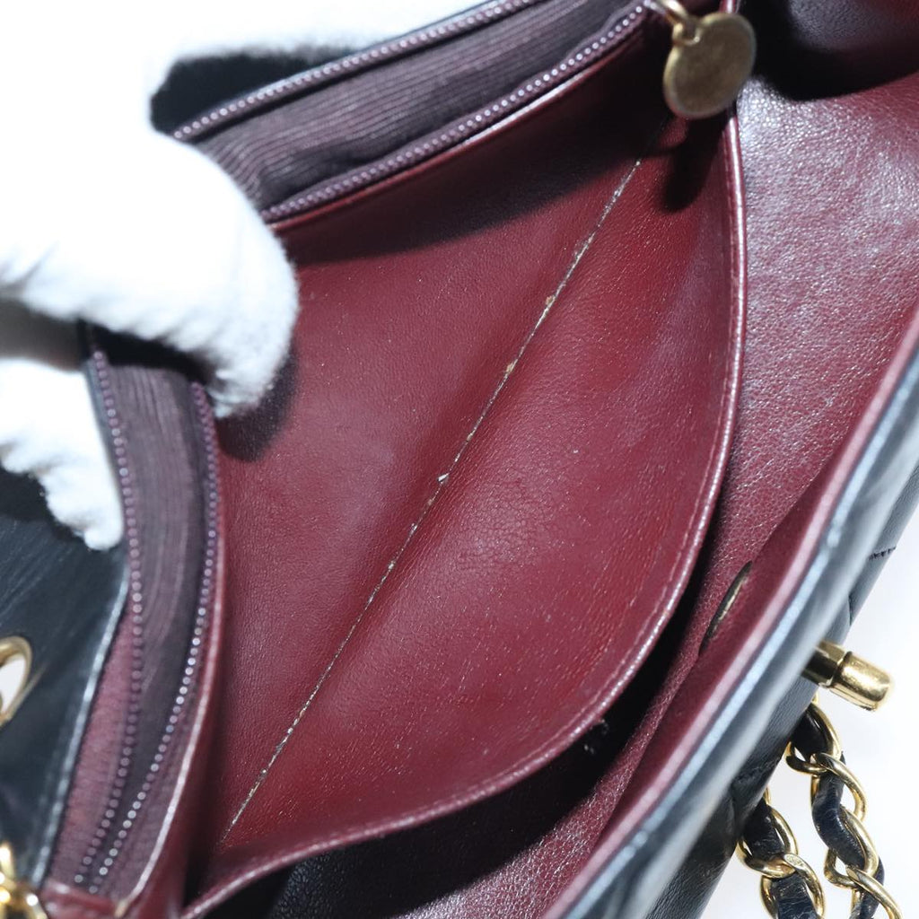 CHANEL Diana 22 Chain Shoulder Bag Lamb Skin Black Gold CC PP035