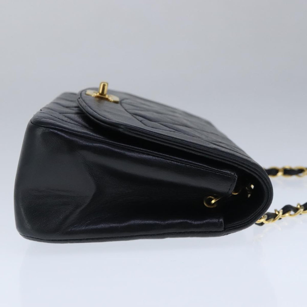 CHANEL Diana 22 Chain Shoulder Bag Lamb Skin Black Gold CC PP035