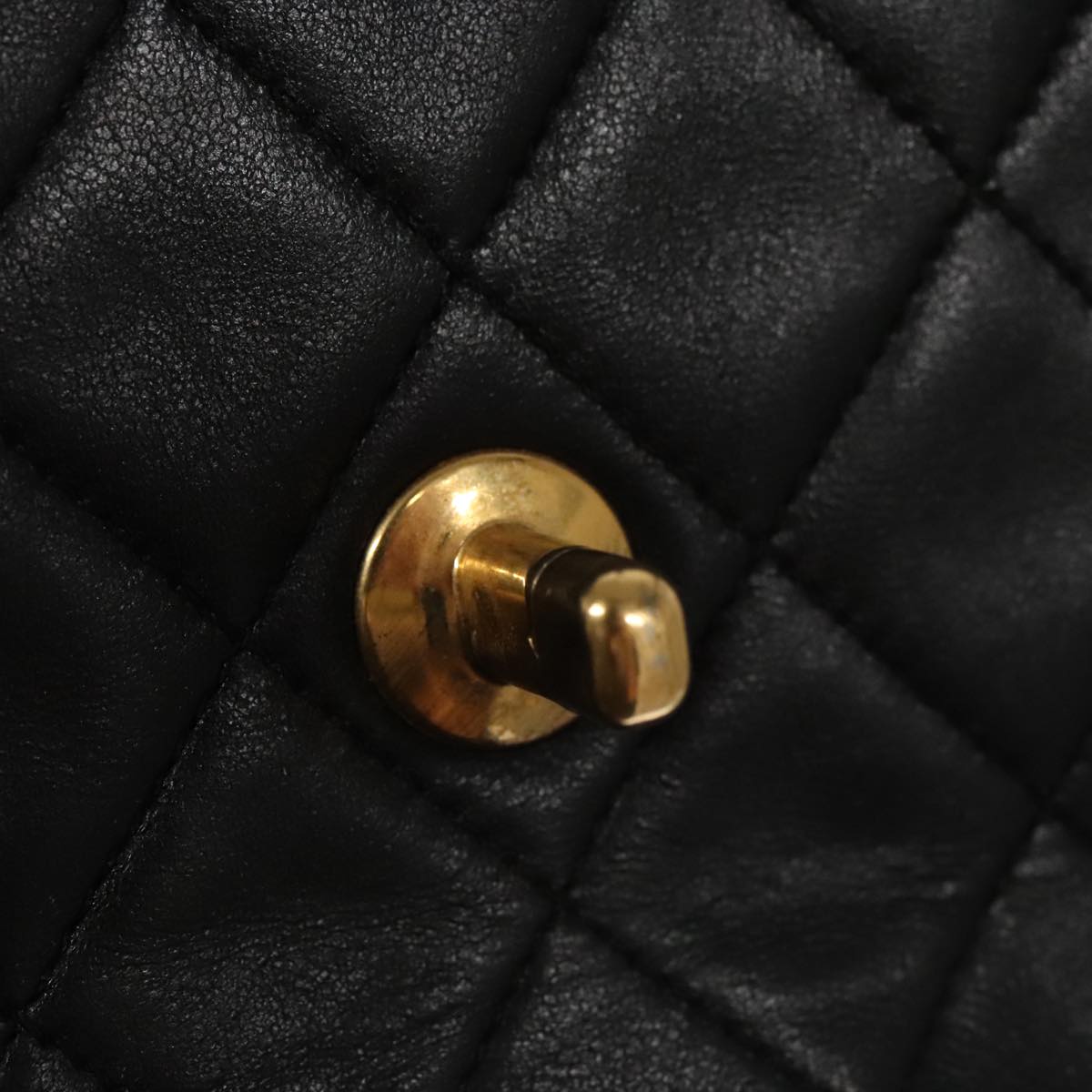 CHANEL Mini Materasse 17 Chain Shoulder Bag Lamb Skin Black Gold CC PP038