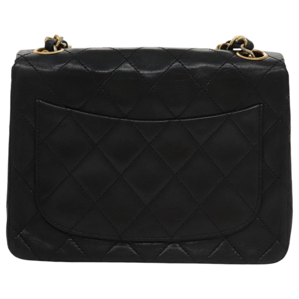 CHANEL Mini Materasse 17 Chain Shoulder Bag Lamb Skin Black Gold CC PP038