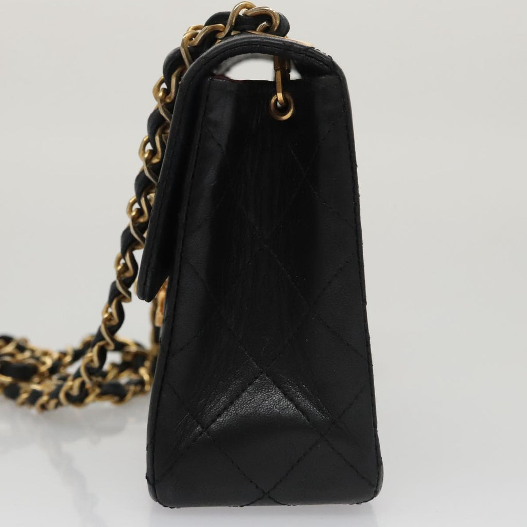 CHANEL Mini Materasse 17 Chain Shoulder Bag Lamb Skin Black Gold CC PP038