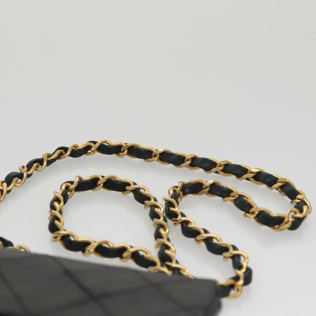 CHANEL Mini Materasse 17 Chain Shoulder Bag Lamb Skin Black Gold CC PP038