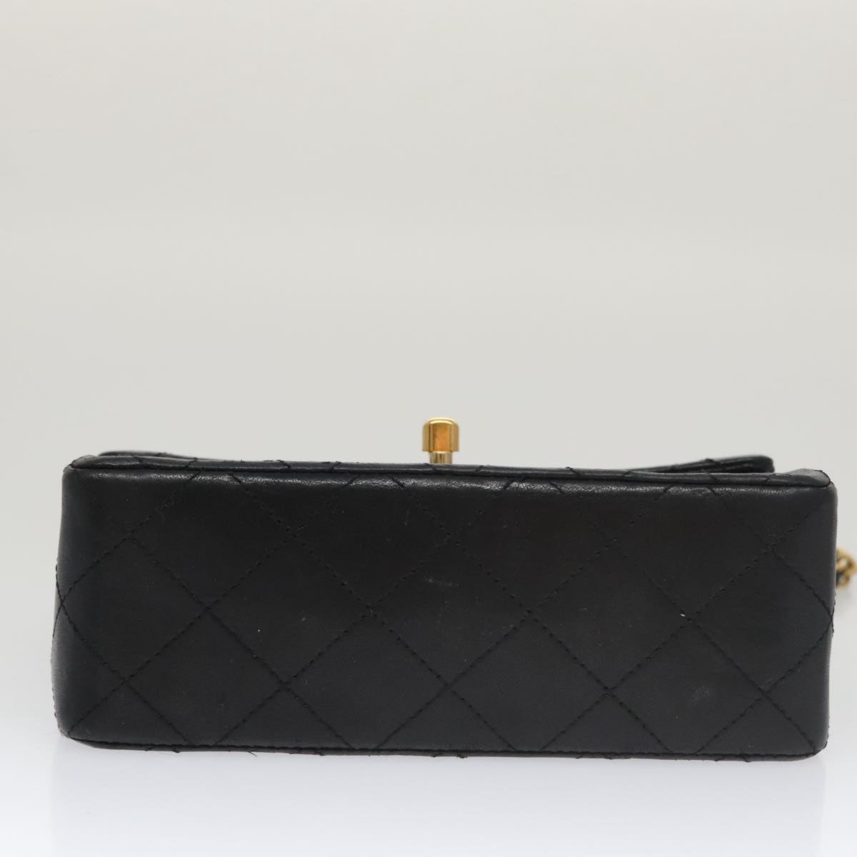 CHANEL Mini Materasse 17 Chain Shoulder Bag Lamb Skin Black Gold CC PP038