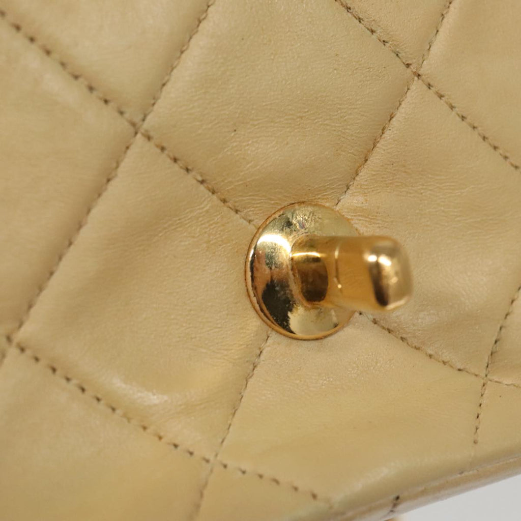CHANEL Diana 25 Chain Shoulder Bag Lamb Skin Beige Gold CC PP039