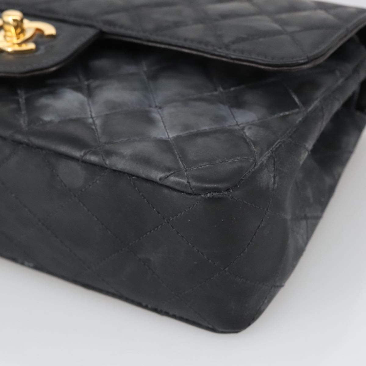CHANEL Matelasse 23 Chain Shoulder Bag Enamel Black Gold CC PP045