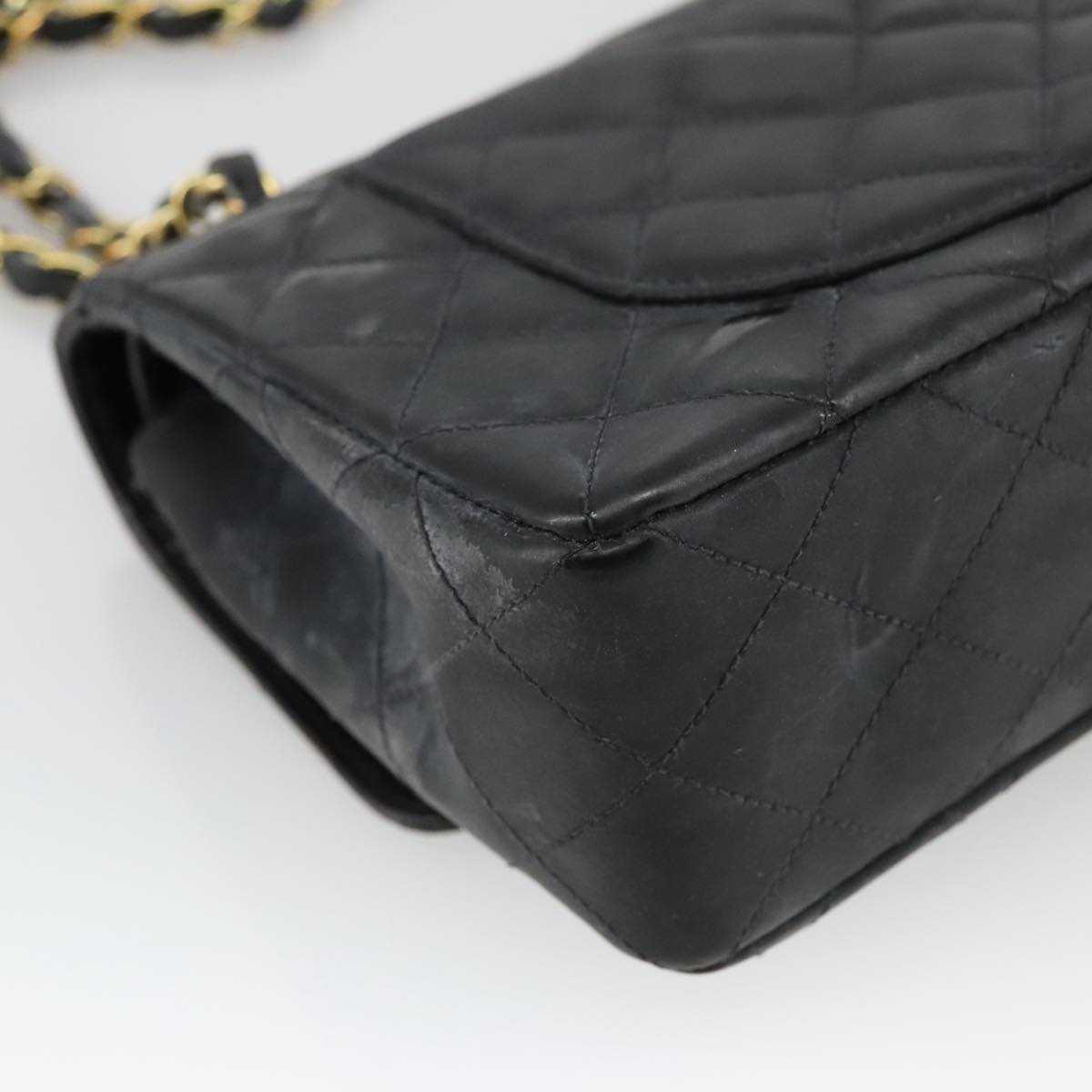 CHANEL Matelasse 23 Chain Shoulder Bag Enamel Black Gold CC PP045