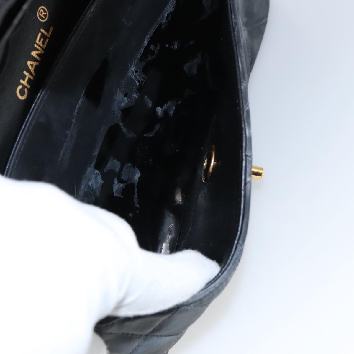 CHANEL Matelasse 23 Chain Shoulder Bag Enamel Black Gold CC PP045
