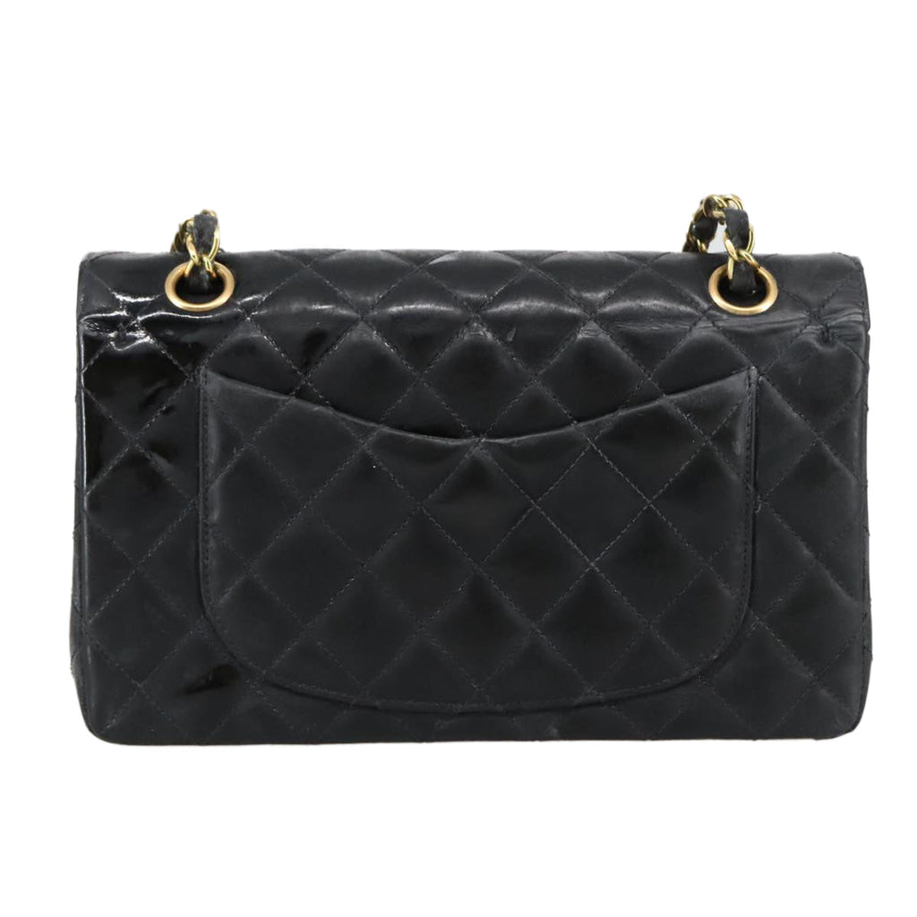 CHANEL Matelasse 23 Chain Shoulder Bag Enamel Black Gold CC PP045