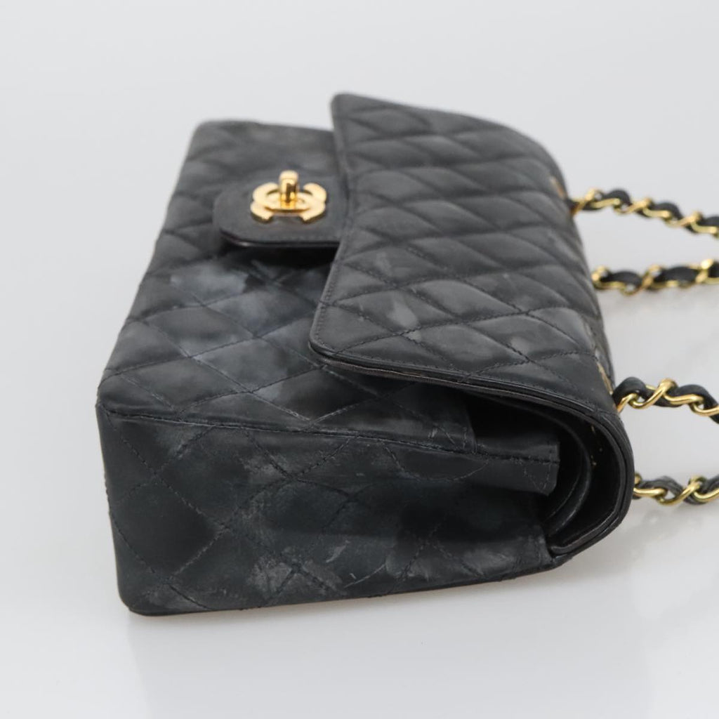 CHANEL Matelasse 23 Chain Shoulder Bag Enamel Black Gold CC PP045