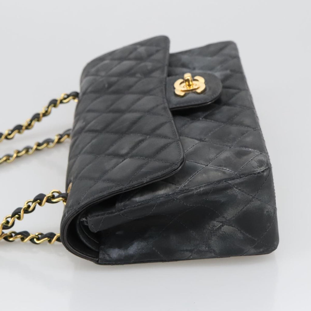 CHANEL Matelasse 23 Chain Shoulder Bag Enamel Black Gold CC PP045