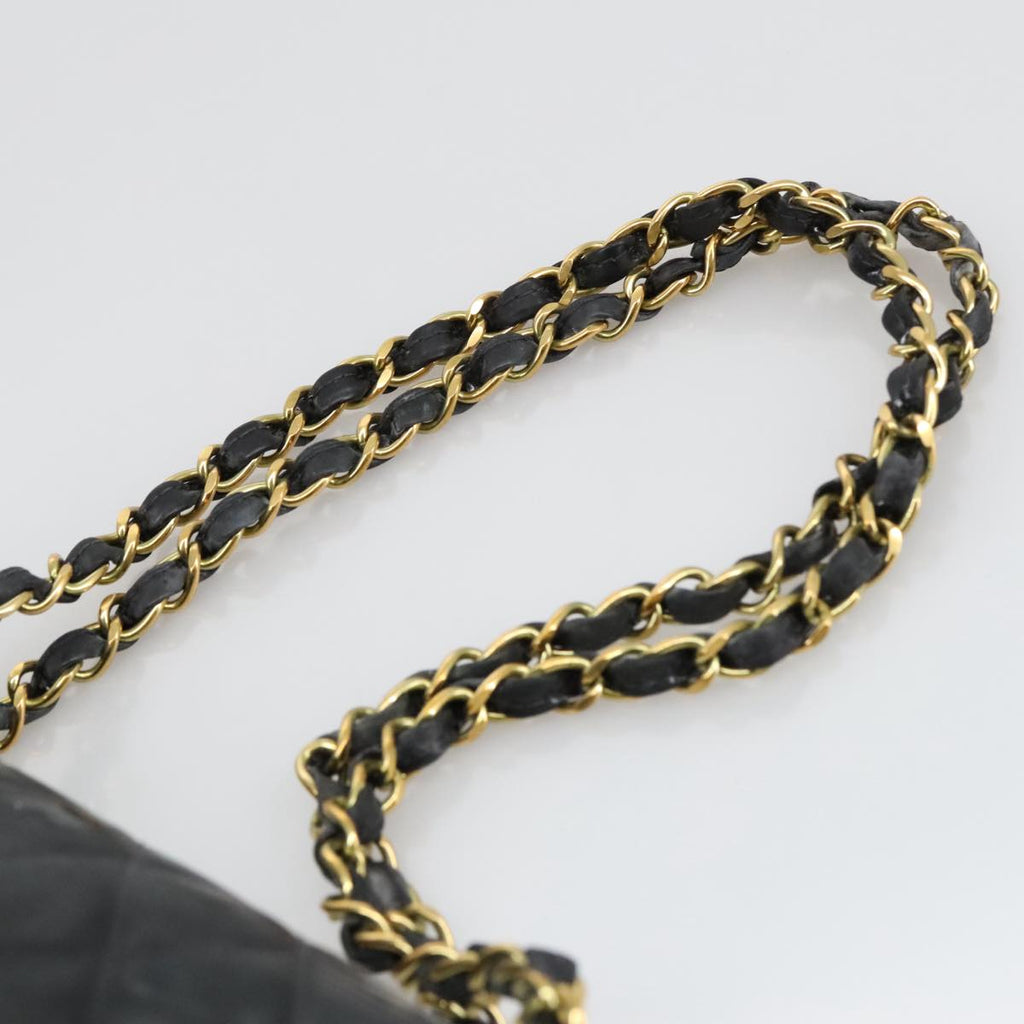 CHANEL Matelasse 23 Chain Shoulder Bag Enamel Black Gold CC PP045