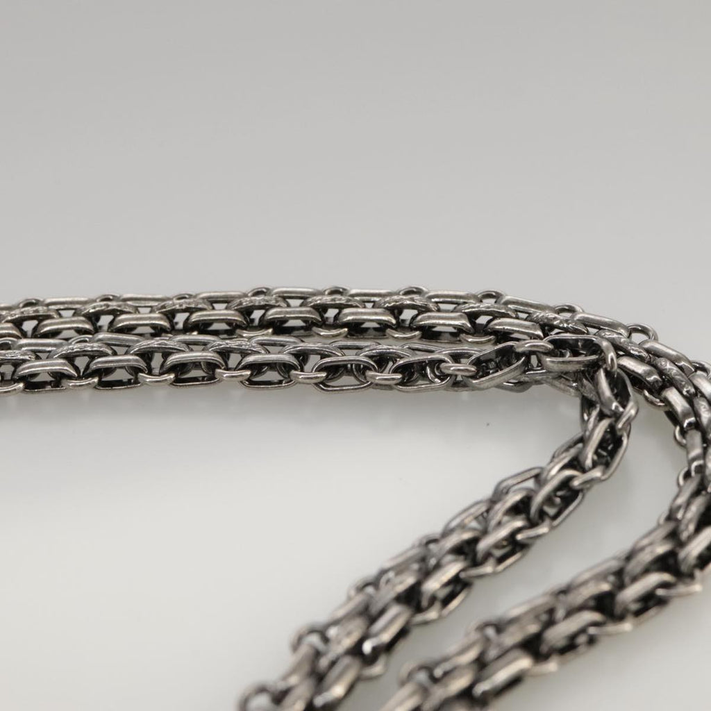 CHANEL Matelasse 25.5 Double Chain Bag Coated leather Silver tone CC PP046