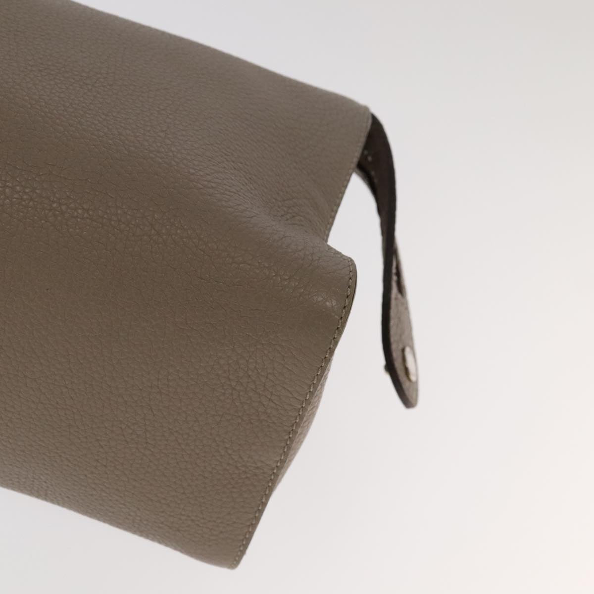 FENDI Hand Bag Leather 2way Gray Silver PP053