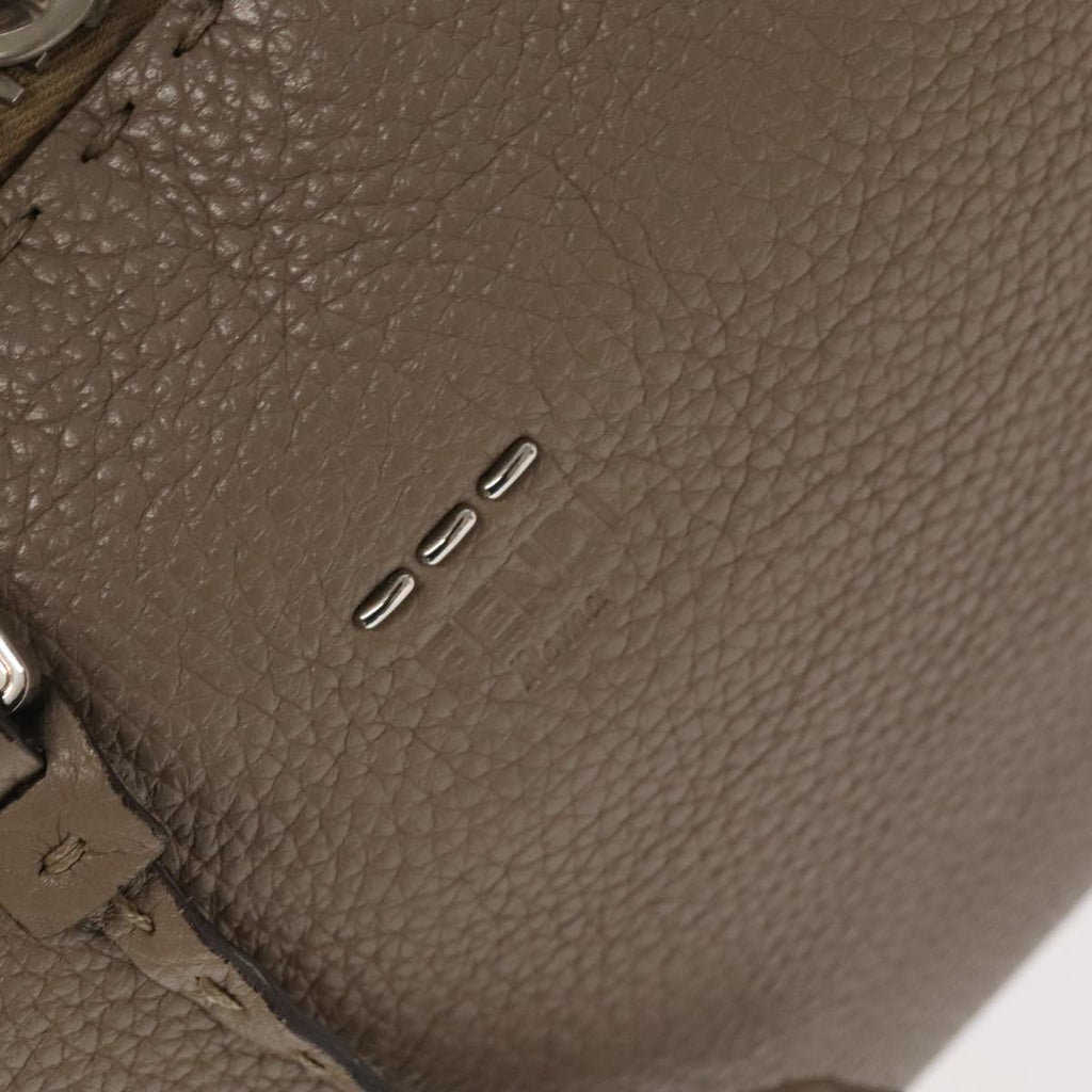 FENDI Hand Bag Leather 2way Gray Silver PP053