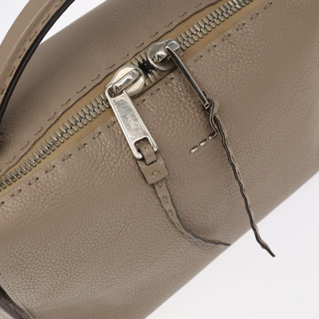 FENDI Hand Bag Leather 2way Gray Silver PP053