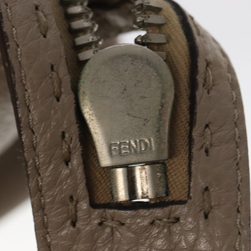 FENDI Hand Bag Leather 2way Gray Silver PP053
