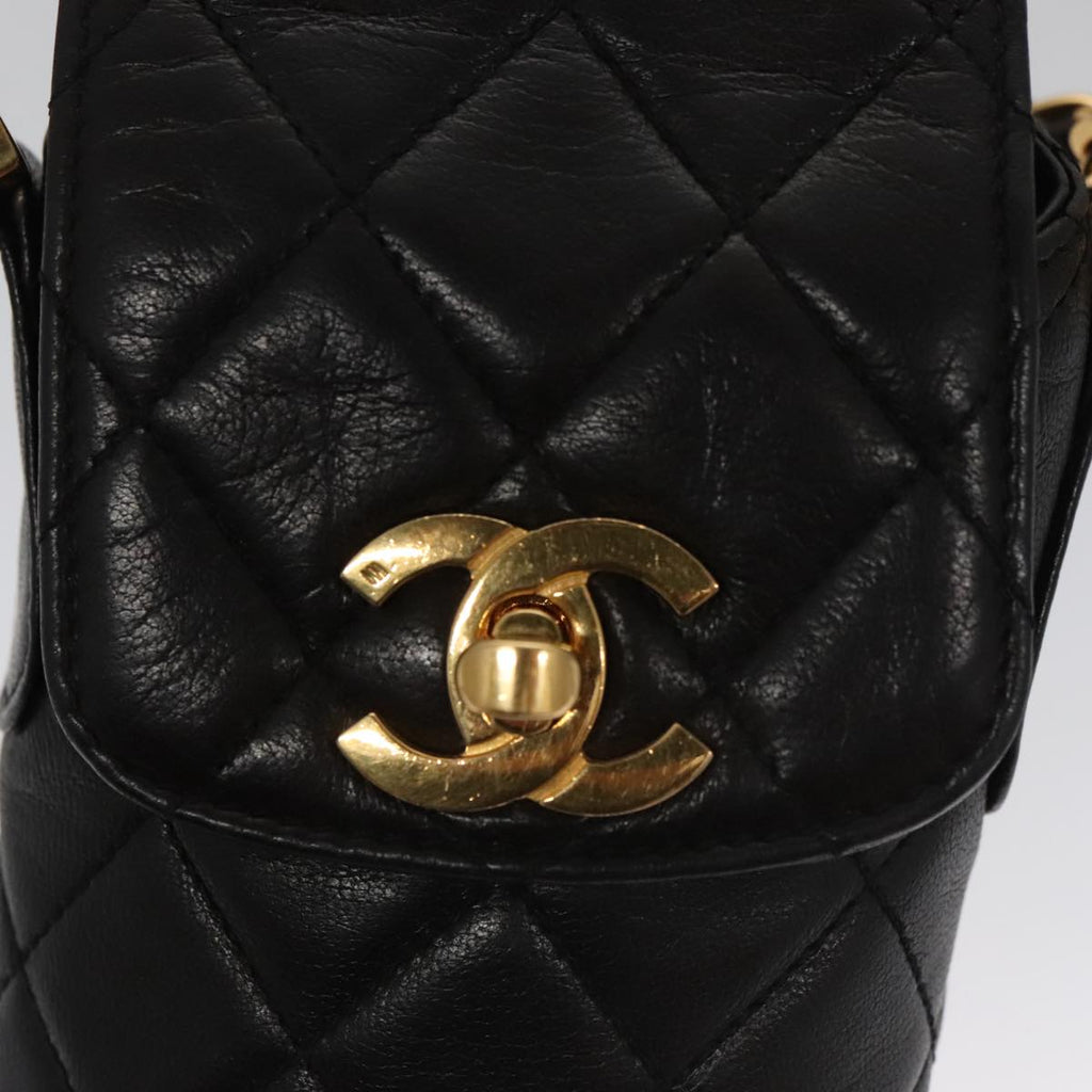 CHANEL Chain Pouch Lamb Skin Black CC PP059