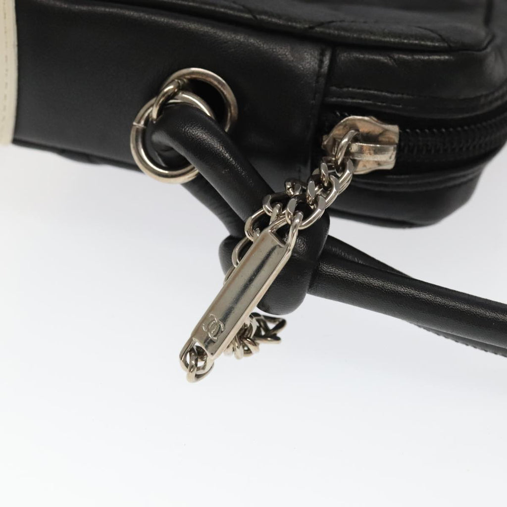 CHANEL Matelasse Cambon Line Shoulder Bag Leather Black Silver CC PP067