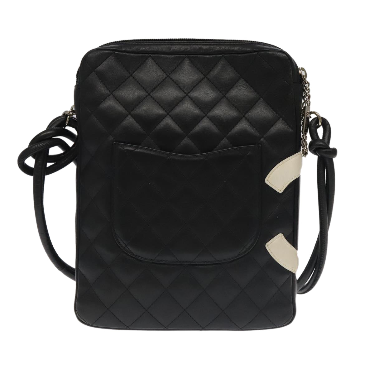 CHANEL Matelasse Cambon Line Shoulder Bag Leather Black Silver CC PP067