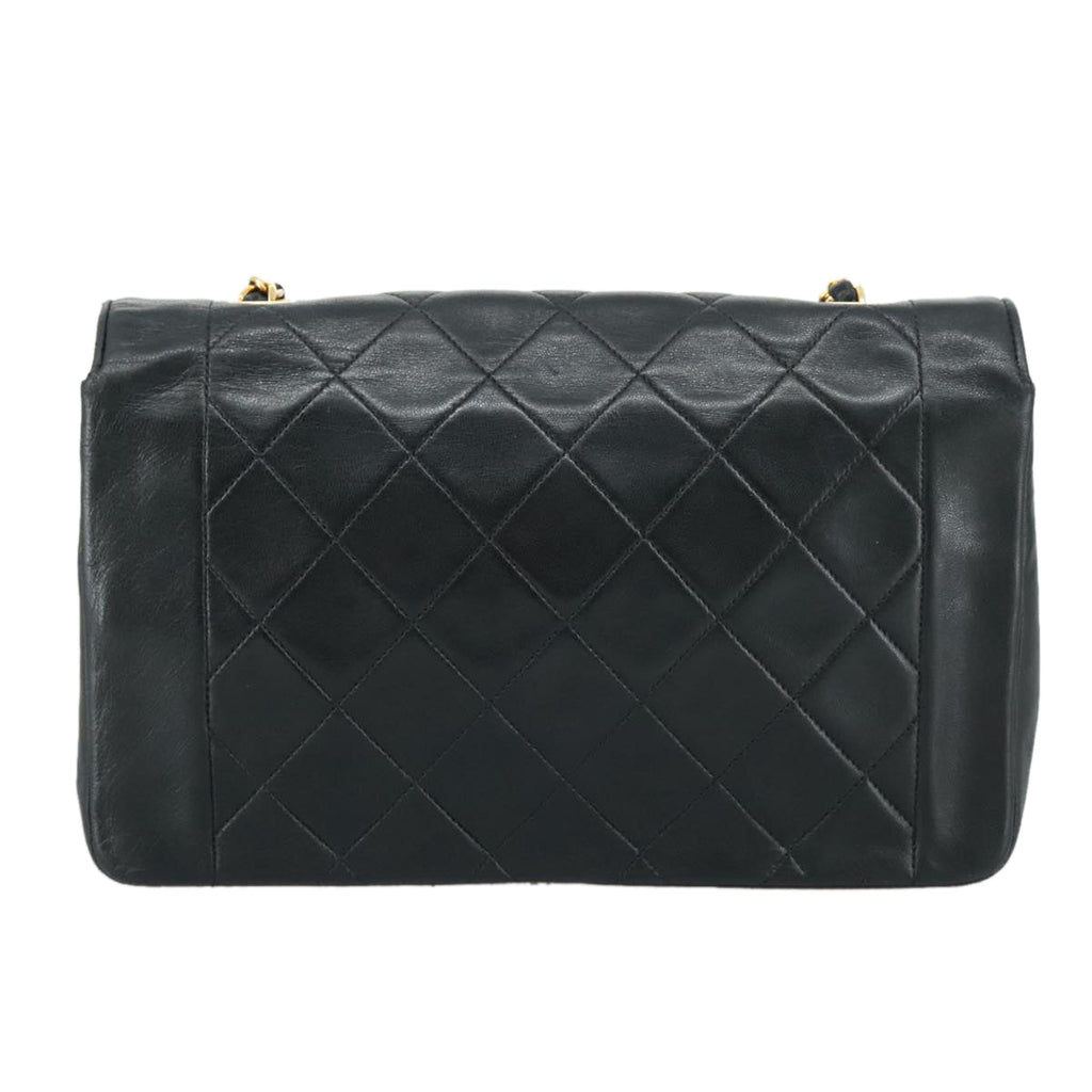 CHANEL Matelasse Chain Shoulder Bag Lamb Skin Black Gold CC PP075