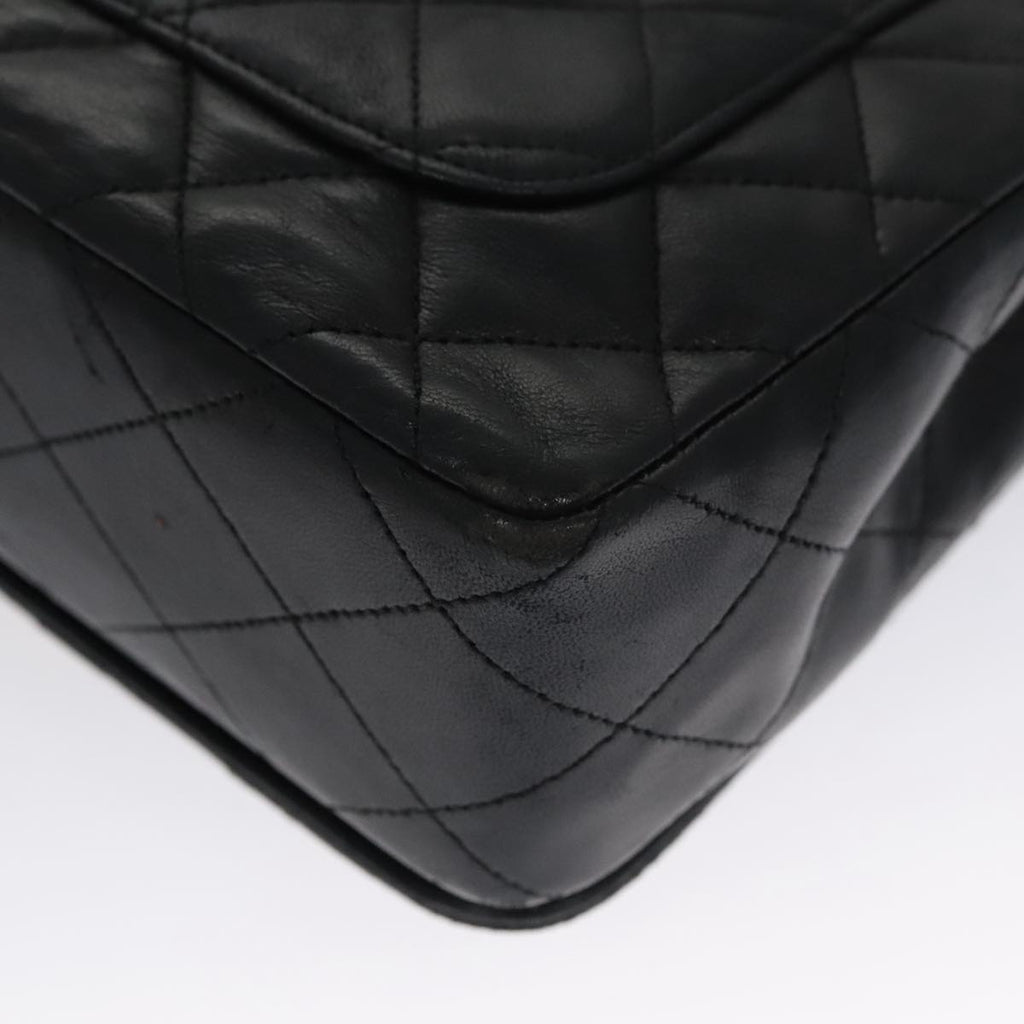 CHANEL Matelasse Chain Shoulder Bag Lamb Skin Black Gold CC PP076