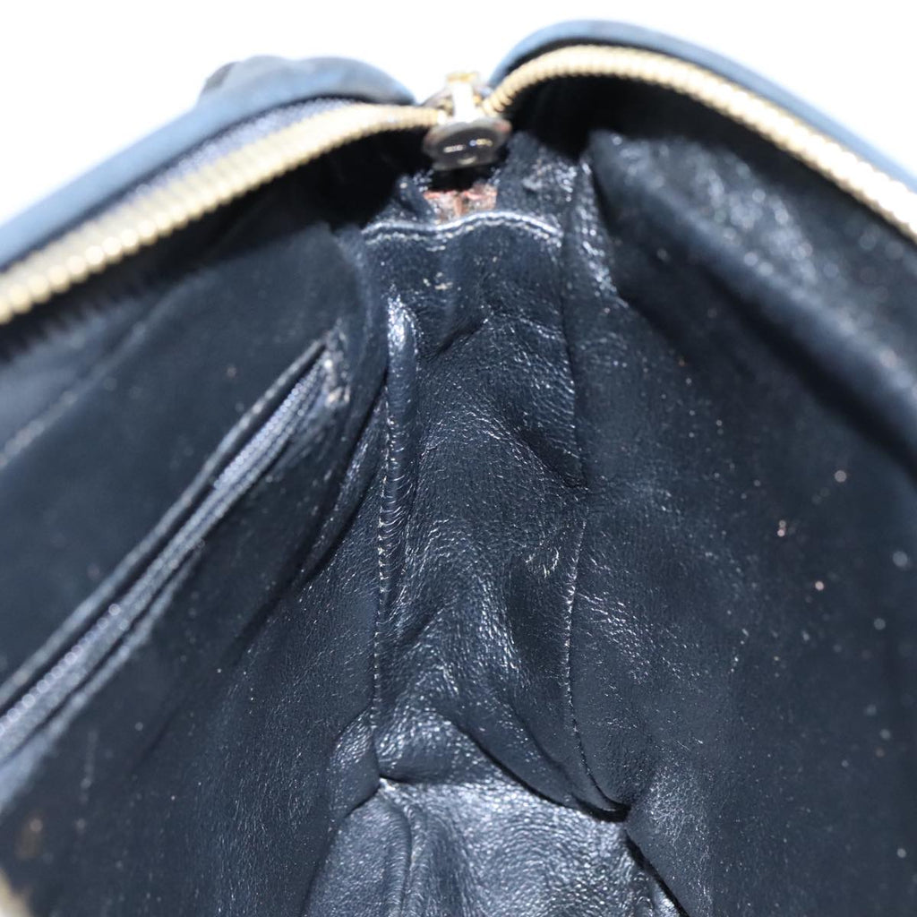 CHANEL Matelasse Chain Shoulder Bag Lamb Skin Black Gold CC PP082