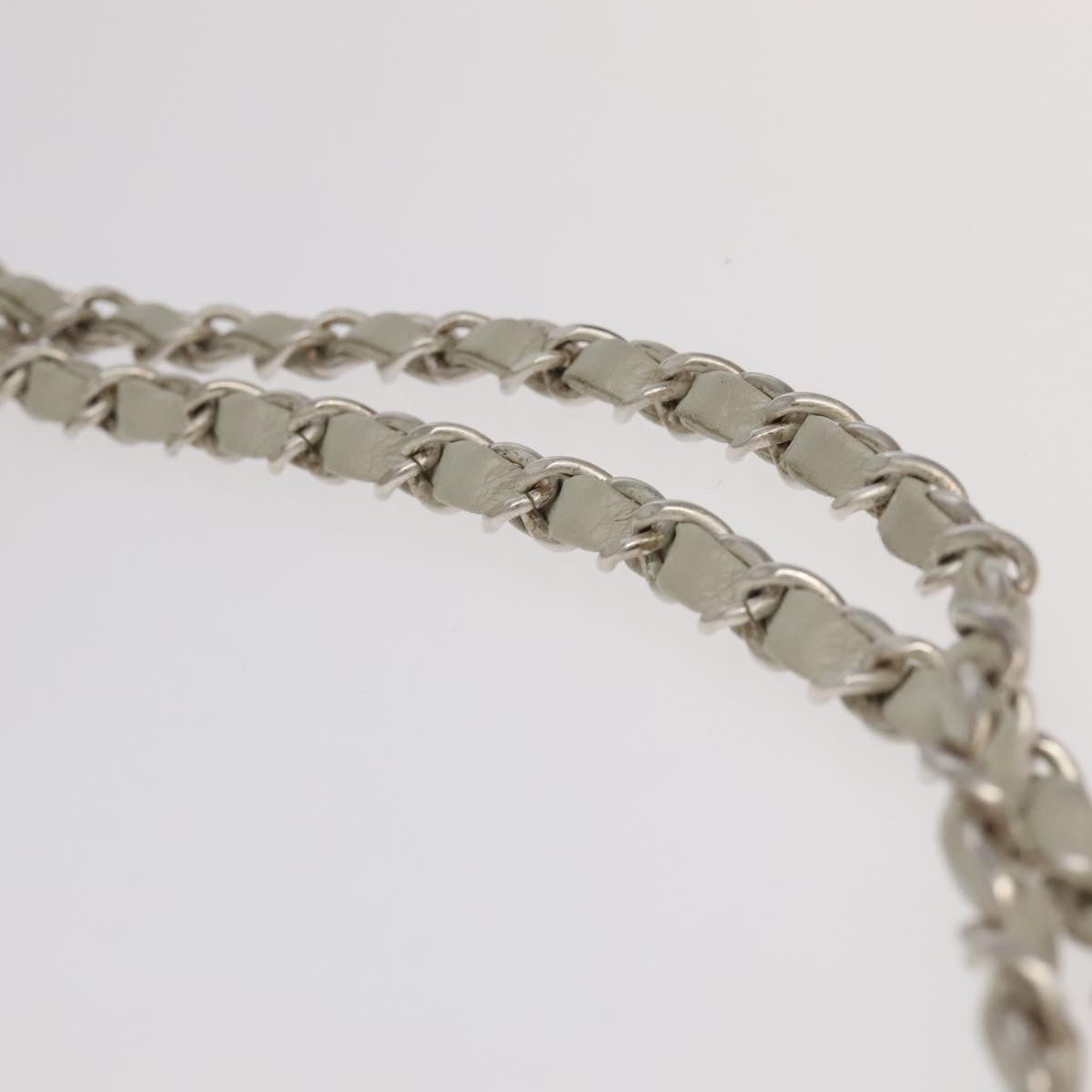 CHANEL Matelasse Chain Shoulder Bag Leather White Silver CC PP083