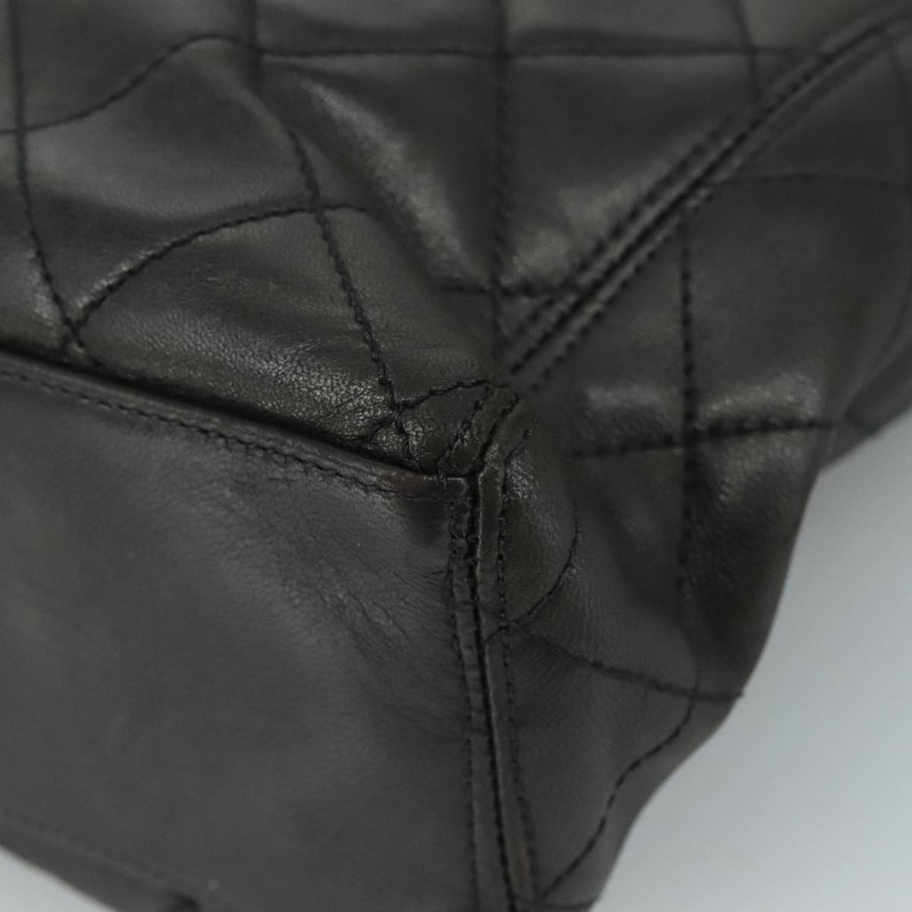 CHANEL Matelasse Tote Bag Lamb Skin Black Gold CC PP098