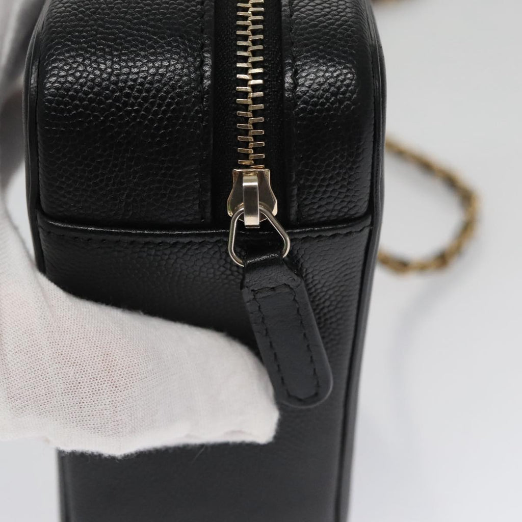 CHANEL Matelasse Chain Shoulder Bag Caviar Skin Black Gold CC PP102
