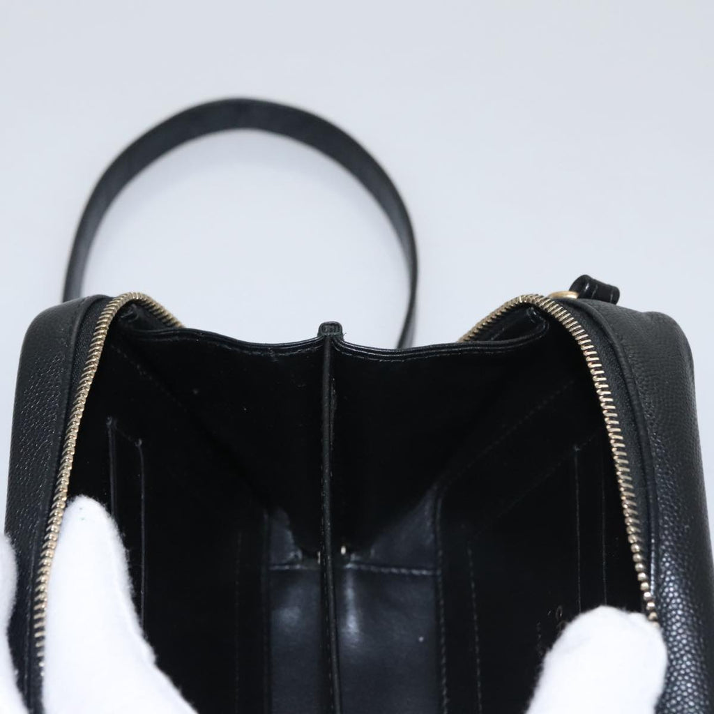 CHANEL Matelasse Chain Shoulder Bag Caviar Skin Black Gold CC PP102