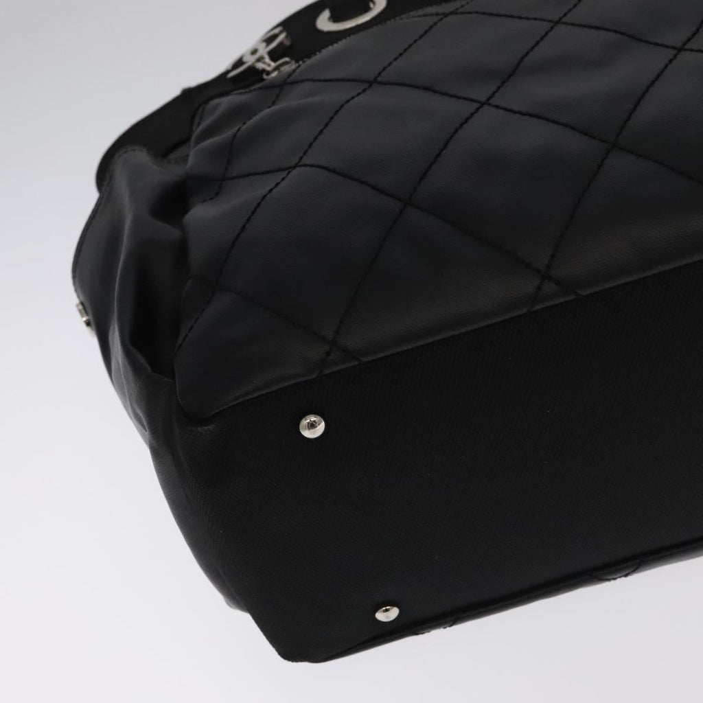 CHANEL Matelasse Tote Bag Leather PVC Black Gold CC PP103