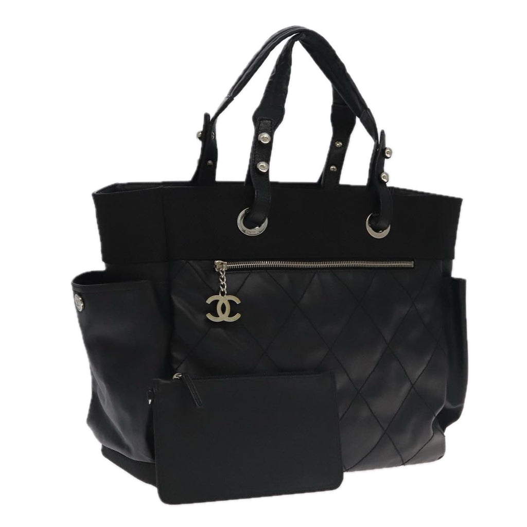 CHANEL Matelasse Tote Bag Leather PVC Black Gold CC PP103