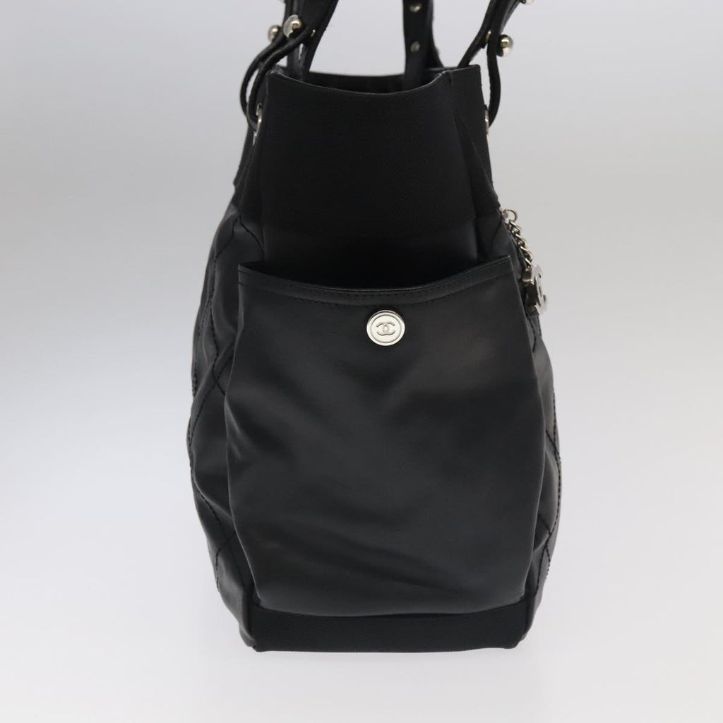 CHANEL Matelasse Tote Bag Leather PVC Black Gold CC PP103