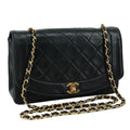 CHANEL Matelasse Chain Shoulder Bag Lamb Skin Black Gold CC PP104A