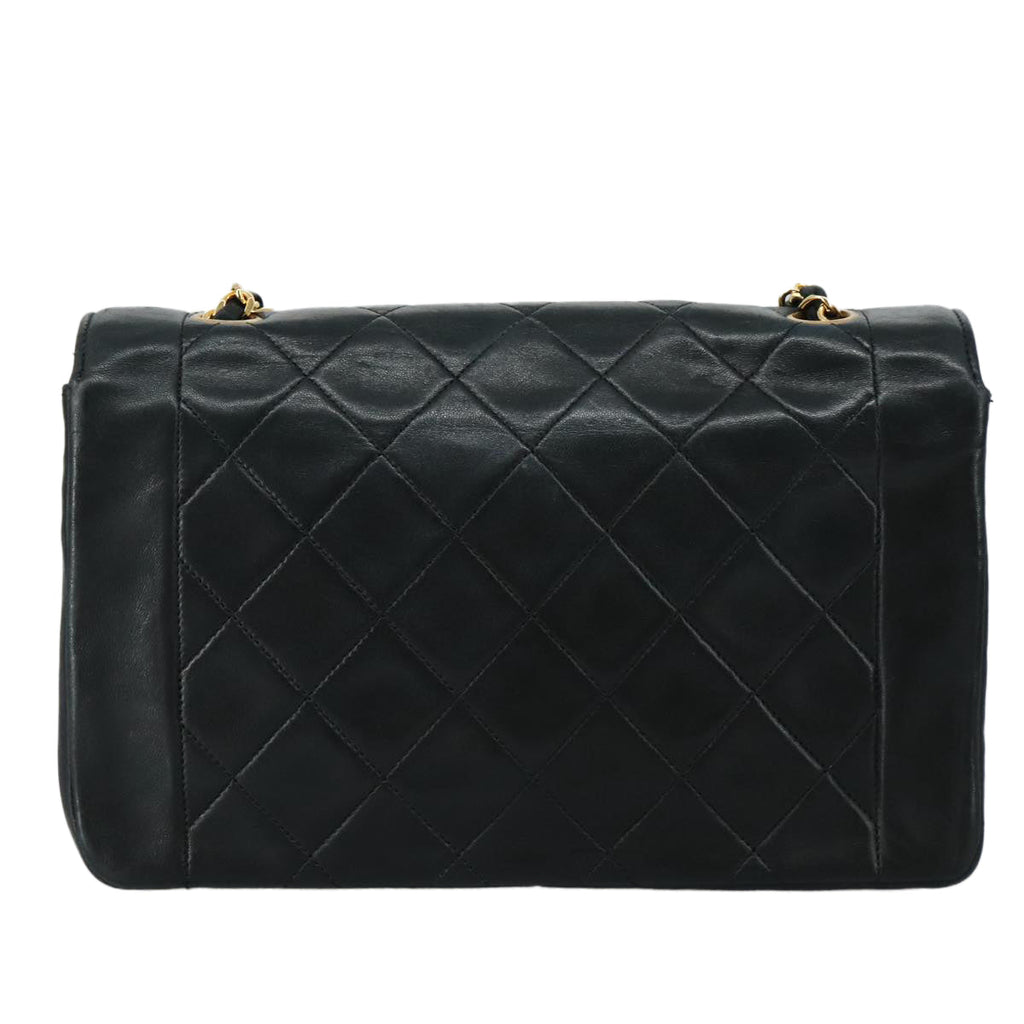 CHANEL Matelasse Chain Shoulder Bag Lamb Skin Black Gold CC PP104A