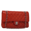 CHANEL Matelasse Chain Shoulder Bag Lamb Skin Orange Silver CC PP105A