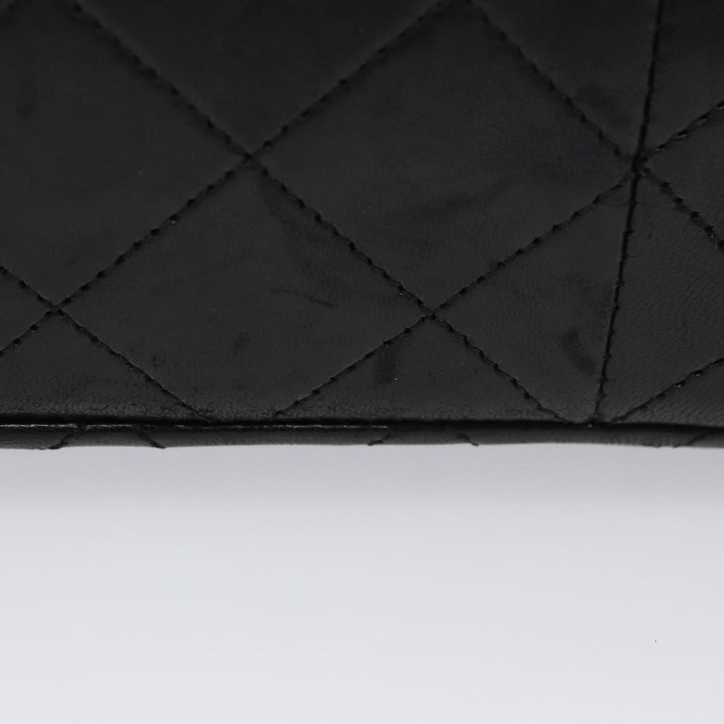 CHANEL Matelasse Chain Shoulder Bag Lamb Skin Black Gold CC PP106A