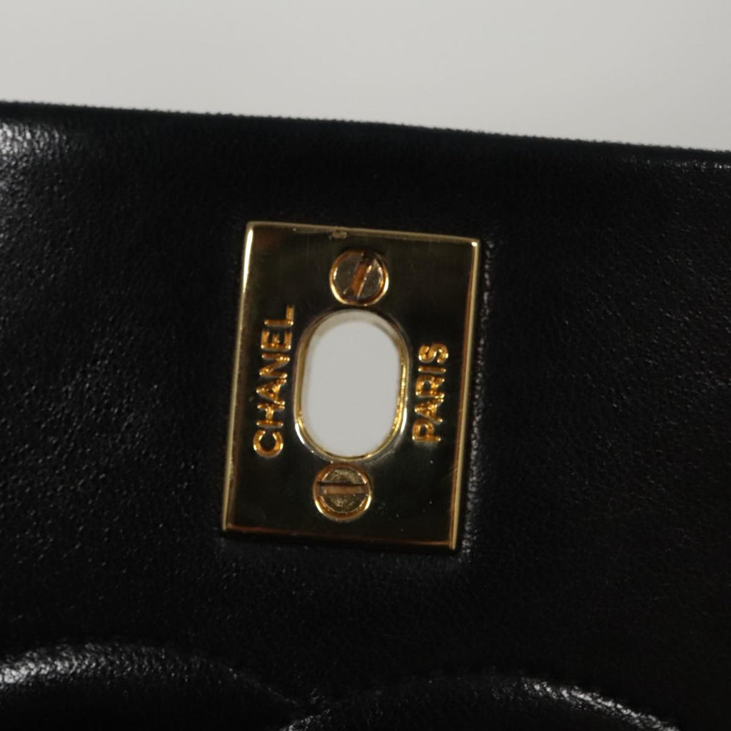 CHANEL Matelasse Chain Shoulder Bag Lamb Skin Black Gold CC PP106A