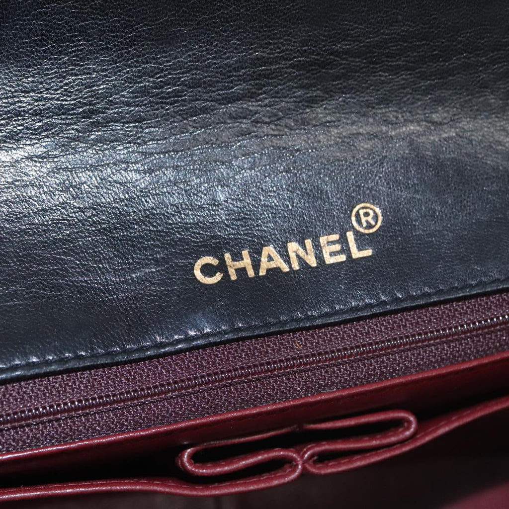 CHANEL Matelasse Chain Shoulder Bag Lamb Skin Black Gold CC PP106A