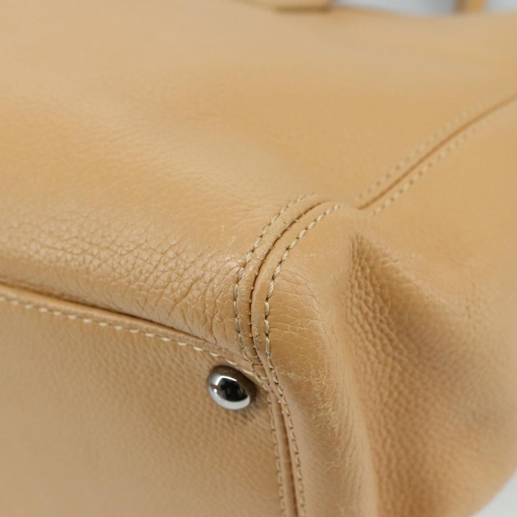 CHANEL Hand Bag Caviar Skin Brown Silver CC PP123