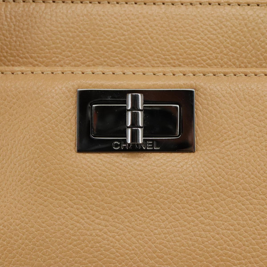 CHANEL Hand Bag Caviar Skin Brown Silver CC PP123
