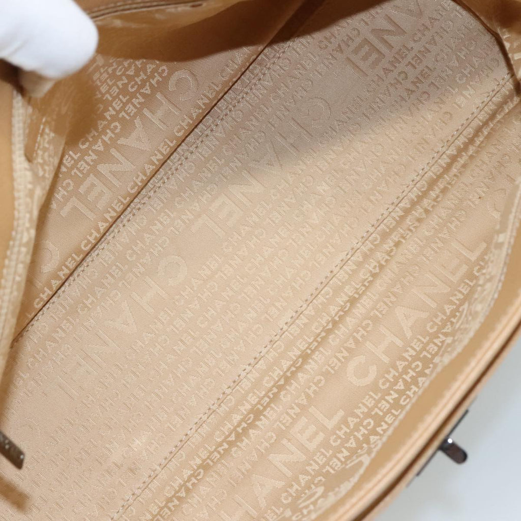 CHANEL Hand Bag Caviar Skin Brown Silver CC PP123