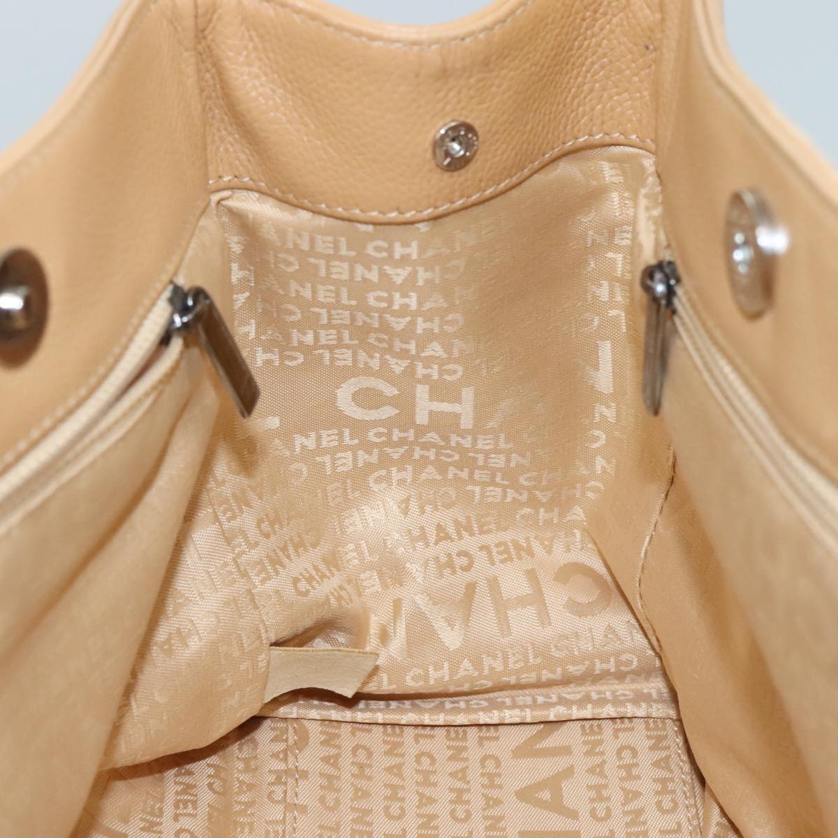 CHANEL Hand Bag Caviar Skin Brown Silver CC PP123