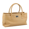 CHANEL Hand Bag Caviar Skin Brown Silver CC PP123