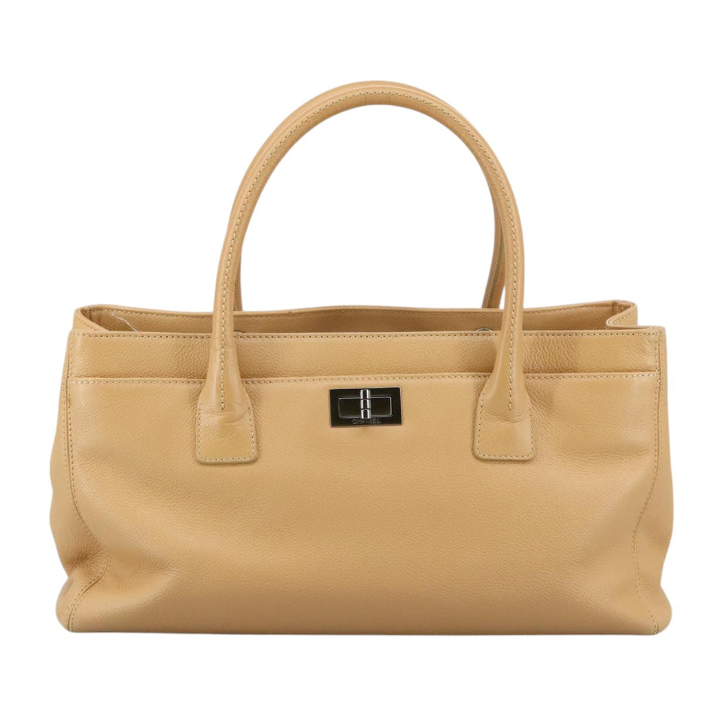 CHANEL Hand Bag Caviar Skin Brown Silver CC PP123