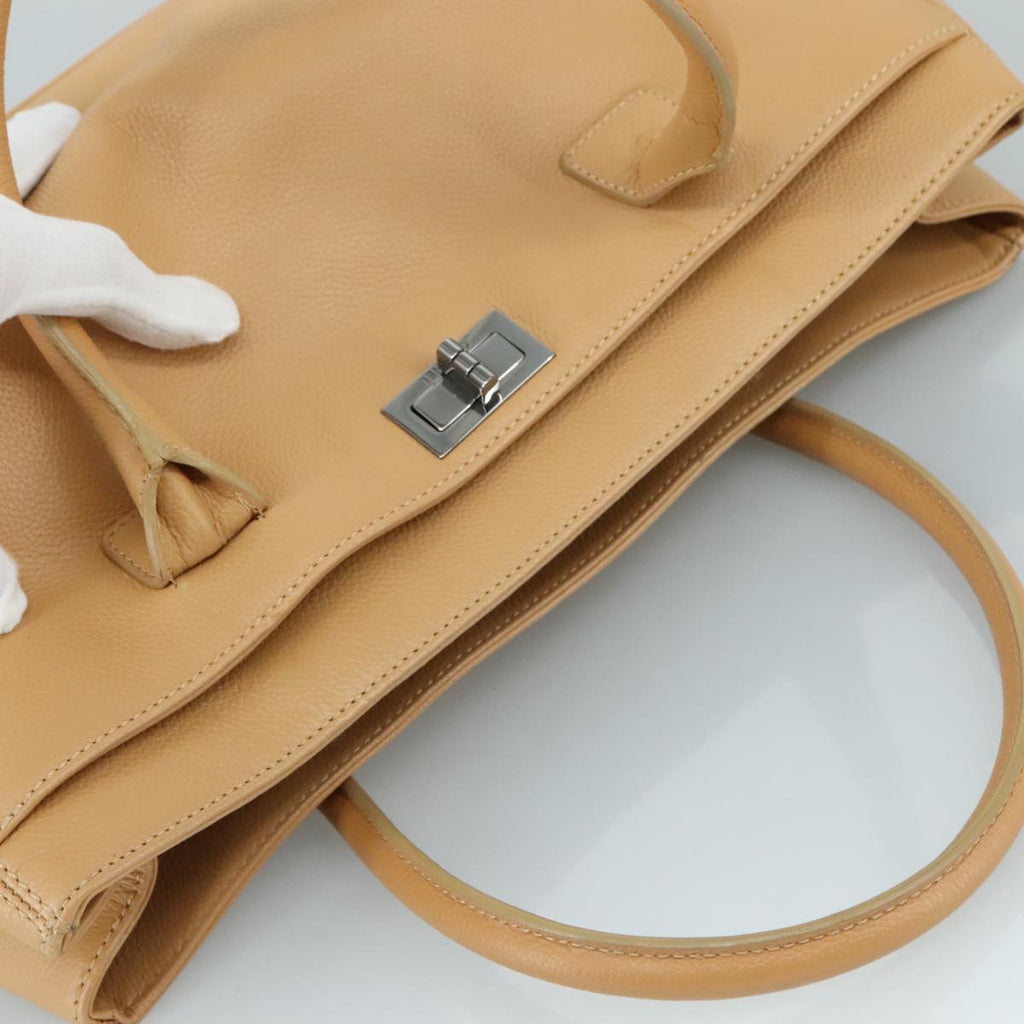 CHANEL Hand Bag Caviar Skin Brown Silver CC PP123