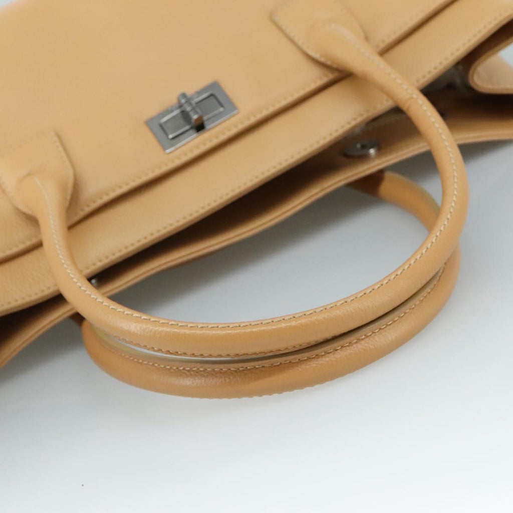 CHANEL Hand Bag Caviar Skin Brown Silver CC PP123