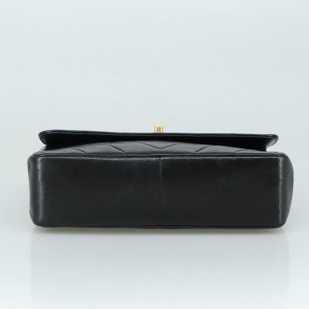 CHANEL Chain Hand Bag Lamb Skin 2way Black Gold CC PP129