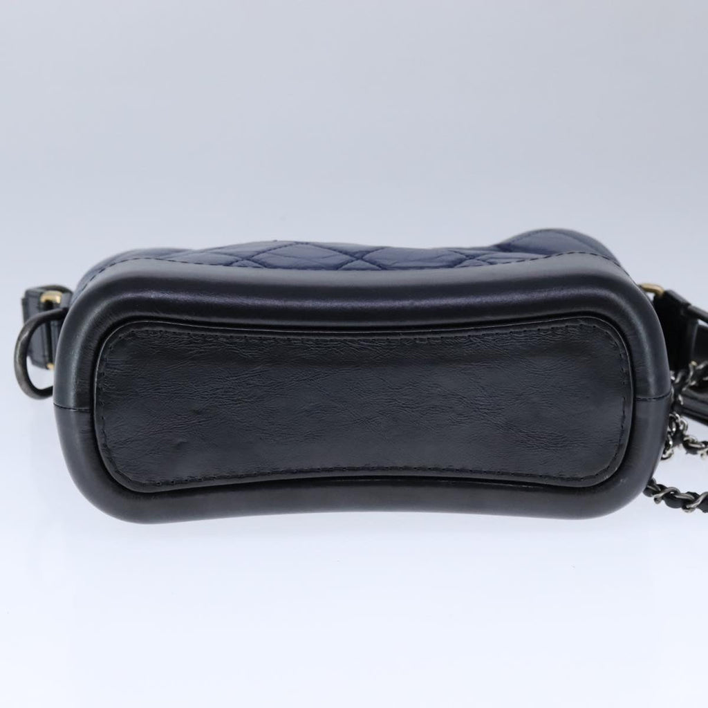 CHANEL Matelasse Chain Shoulder Bag Lamb Skin Blue CC PP130
